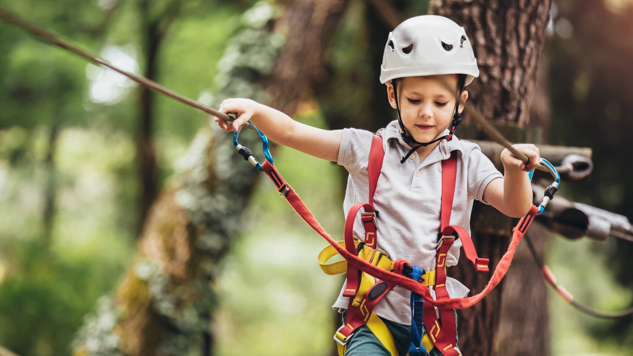 Was man für eine Kletterpartie im Hochseilgarten La Selva de la Aventura benötigt? Starke Nerven und Seile © stock.adobe.com - mediteraneo